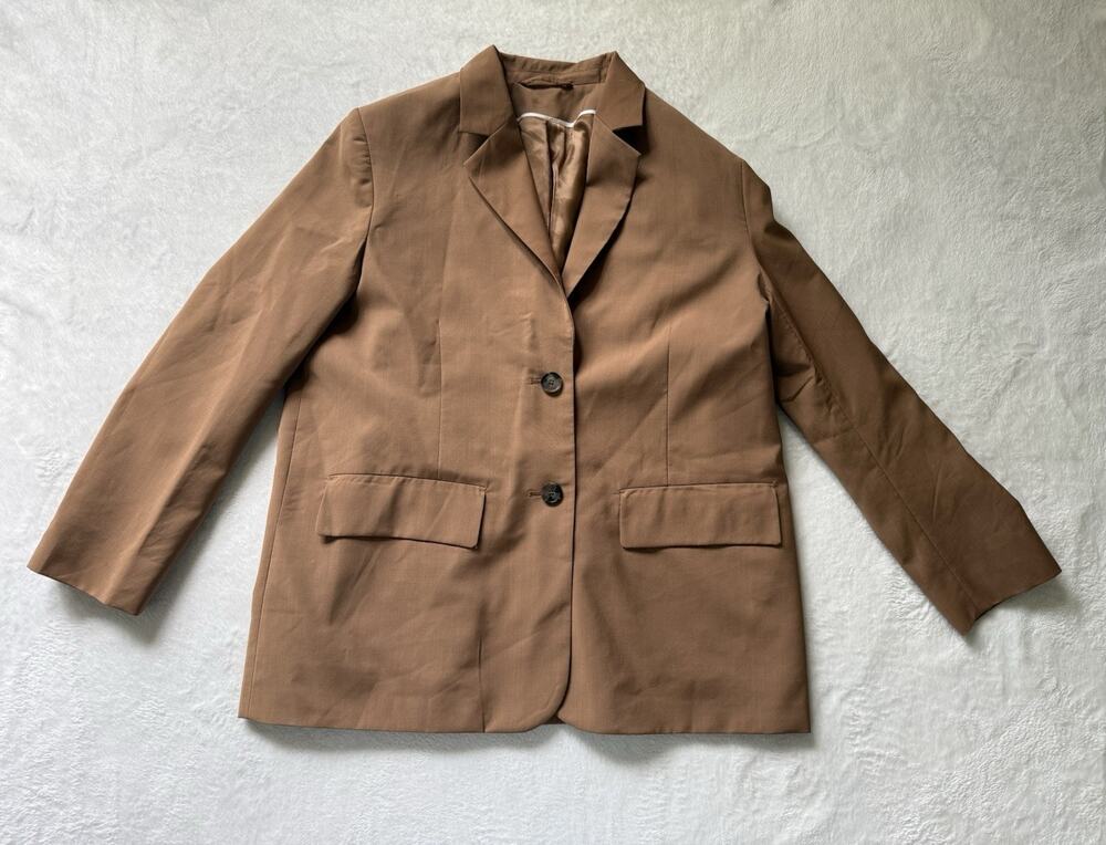 COS Women's Wool Relaxed Fit Blazer In Tan Capsule Preppy Chic Size 12/Large